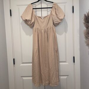 Worth Collective Hamilton Midi Dress in Taupe-Bump Friendly. Brand New With Tags